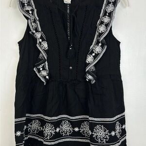 Black Embroidered Women's Top